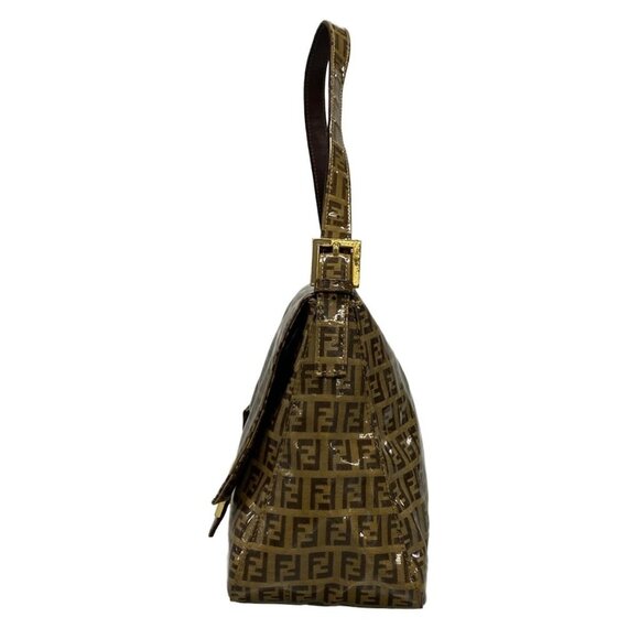 Auth FENDI Mamma bucket / Zucchino pattern 26325 Brown Dark Brown Coated Canvas - Picture 4 of 16